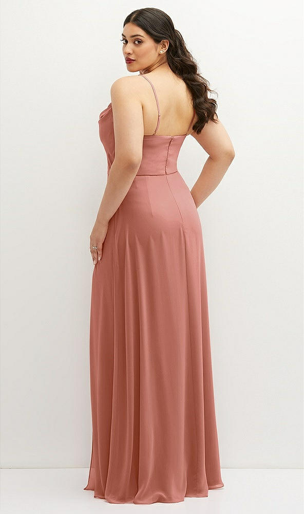 Back View - Desert Rose Soft Cowl-Neck A-Line Maxi Dress with Adjustable Straps