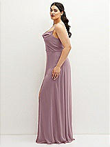 Side View Thumbnail - Dusty Rose Soft Cowl-Neck A-Line Maxi Dress with Adjustable Straps