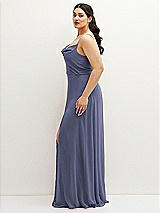Side View Thumbnail - French Blue Soft Cowl-Neck A-Line Maxi Dress with Adjustable Straps