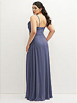 Rear View Thumbnail - French Blue Soft Cowl-Neck A-Line Maxi Dress with Adjustable Straps