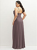 Rear View Thumbnail - French Truffle Soft Cowl-Neck A-Line Maxi Dress with Adjustable Straps
