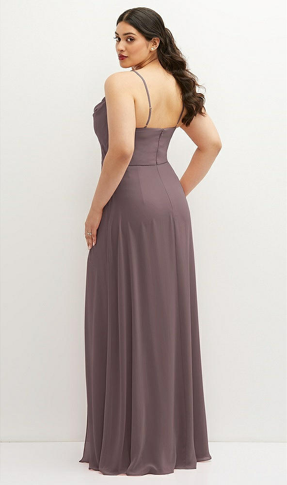 Back View - French Truffle Soft Cowl-Neck A-Line Maxi Dress with Adjustable Straps