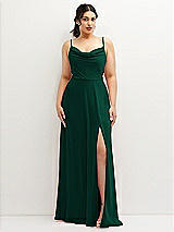 Front View Thumbnail - Hunter Green Soft Cowl-Neck A-Line Maxi Dress with Adjustable Straps