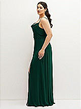 Side View Thumbnail - Hunter Green Soft Cowl-Neck A-Line Maxi Dress with Adjustable Straps