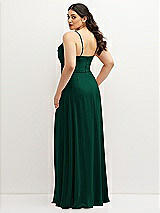 Rear View Thumbnail - Hunter Green Soft Cowl-Neck A-Line Maxi Dress with Adjustable Straps