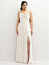 Front View Thumbnail - Ivory Soft Cowl-Neck A-Line Maxi Dress with Adjustable Straps