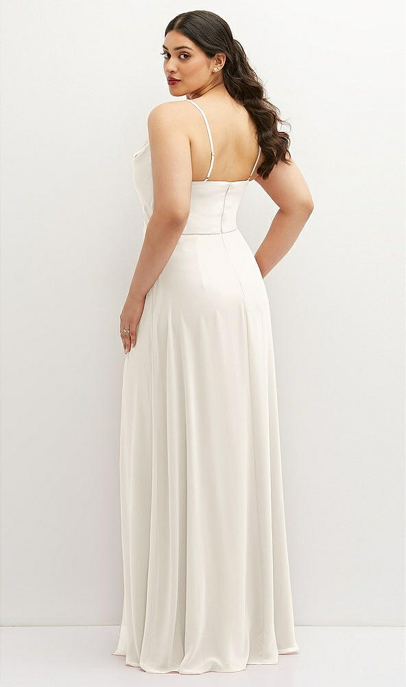 Back View - Ivory Soft Cowl-Neck A-Line Maxi Dress with Adjustable Straps