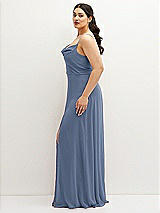 Side View Thumbnail - Larkspur Blue Soft Cowl-Neck A-Line Maxi Dress with Adjustable Straps