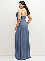 Rear View Thumbnail - Larkspur Blue Soft Cowl-Neck A-Line Maxi Dress with Adjustable Straps