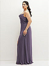 Side View Thumbnail - Lavender Soft Cowl-Neck A-Line Maxi Dress with Adjustable Straps
