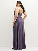 Rear View Thumbnail - Lavender Soft Cowl-Neck A-Line Maxi Dress with Adjustable Straps