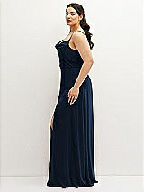 Side View Thumbnail - Midnight Navy Soft Cowl-Neck A-Line Maxi Dress with Adjustable Straps