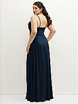 Rear View Thumbnail - Midnight Navy Soft Cowl-Neck A-Line Maxi Dress with Adjustable Straps