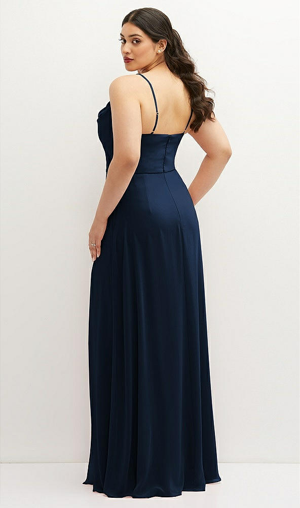 Back View - Midnight Navy Soft Cowl-Neck A-Line Maxi Dress with Adjustable Straps