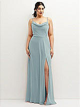 Front View Thumbnail - Morning Sky Soft Cowl-Neck A-Line Maxi Dress with Adjustable Straps
