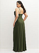 Rear View Thumbnail - Olive Green Soft Cowl-Neck A-Line Maxi Dress with Adjustable Straps