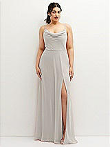 Front View Thumbnail - Oyster Soft Cowl-Neck A-Line Maxi Dress with Adjustable Straps