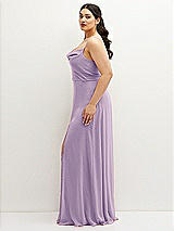 Side View Thumbnail - Pale Purple Soft Cowl-Neck A-Line Maxi Dress with Adjustable Straps