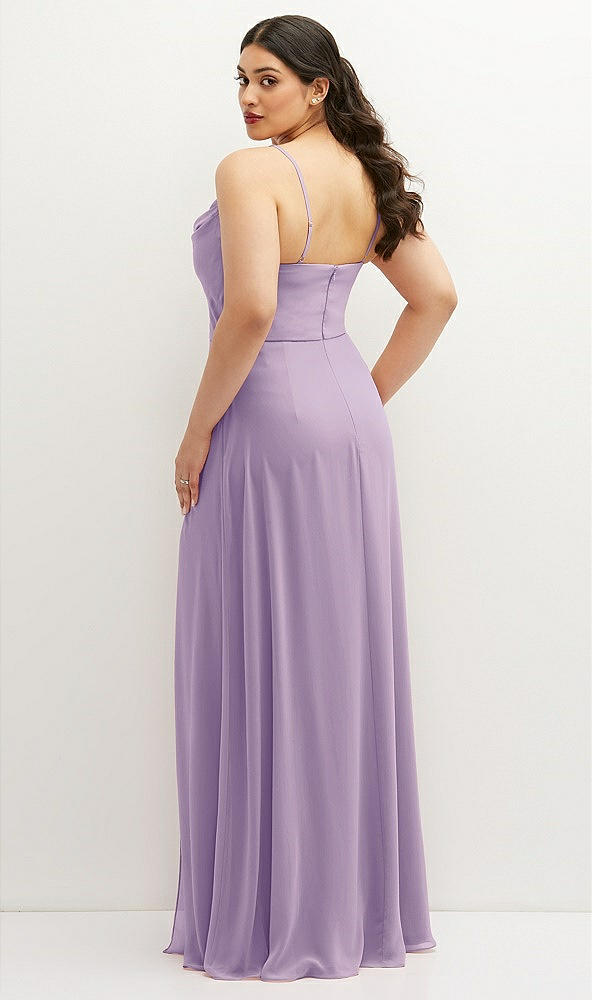 Back View - Pale Purple Soft Cowl-Neck A-Line Maxi Dress with Adjustable Straps