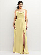 Front View Thumbnail - Pale Yellow Soft Cowl-Neck A-Line Maxi Dress with Adjustable Straps