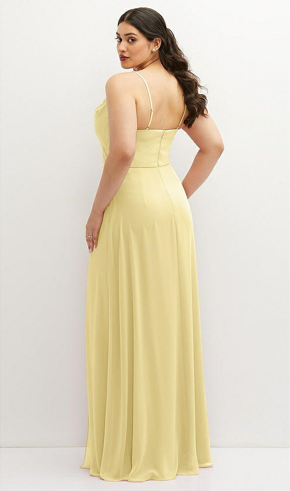 Back View - Pale Yellow Soft Cowl-Neck A-Line Maxi Dress with Adjustable Straps
