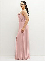 Side View Thumbnail - Rose - PANTONE Rose Quartz Soft Cowl-Neck A-Line Maxi Dress with Adjustable Straps