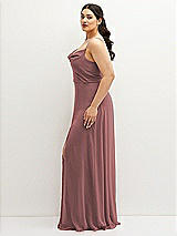 Side View Thumbnail - Rosewood Soft Cowl-Neck A-Line Maxi Dress with Adjustable Straps