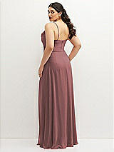 Rear View Thumbnail - Rosewood Soft Cowl-Neck A-Line Maxi Dress with Adjustable Straps