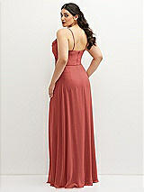 Rear View Thumbnail - Coral Pink Soft Cowl-Neck A-Line Maxi Dress with Adjustable Straps