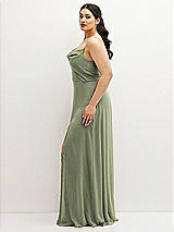 Side View Thumbnail - Sage Soft Cowl-Neck A-Line Maxi Dress with Adjustable Straps