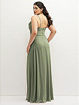 Rear View Thumbnail - Sage Soft Cowl-Neck A-Line Maxi Dress with Adjustable Straps