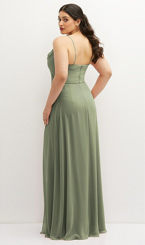 Back View - Sage Soft Cowl-Neck A-Line Maxi Dress with Adjustable Straps