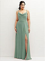 Front View Thumbnail - Seagrass Soft Cowl-Neck A-Line Maxi Dress with Adjustable Straps