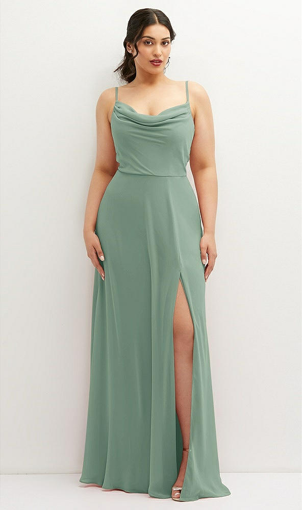 Front View - Seagrass Soft Cowl-Neck A-Line Maxi Dress with Adjustable Straps