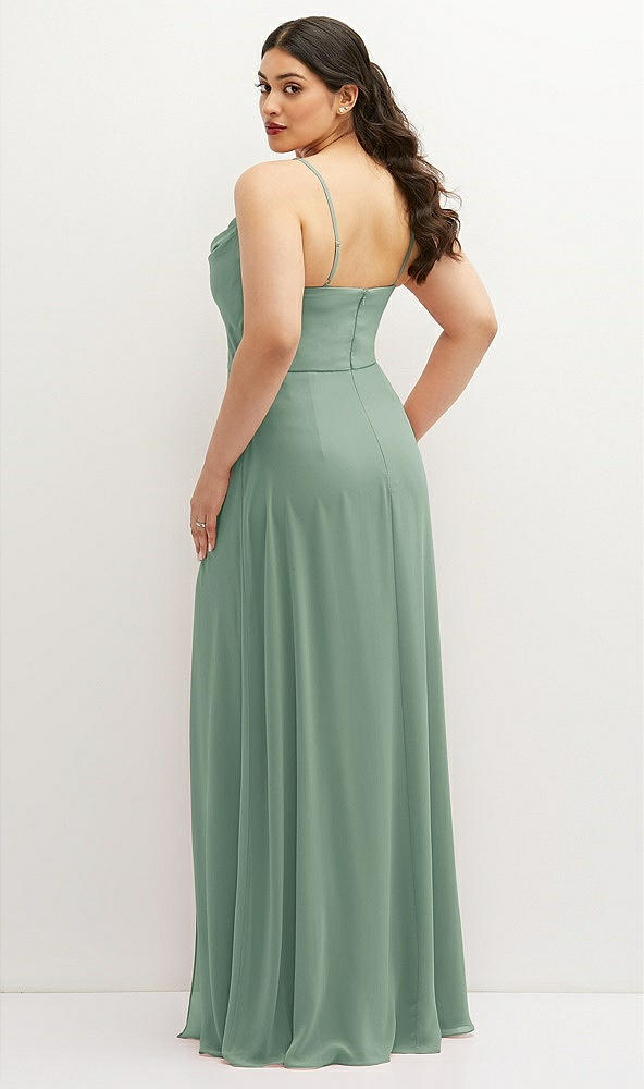 Back View - Seagrass Soft Cowl-Neck A-Line Maxi Dress with Adjustable Straps
