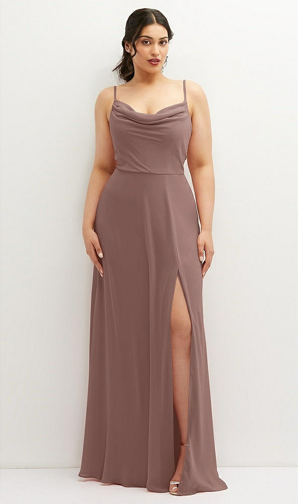 Front View - Sienna Soft Cowl-Neck A-Line Maxi Dress with Adjustable Straps