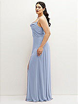 Side View Thumbnail - Sky Blue Soft Cowl-Neck A-Line Maxi Dress with Adjustable Straps