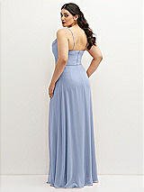 Rear View Thumbnail - Sky Blue Soft Cowl-Neck A-Line Maxi Dress with Adjustable Straps