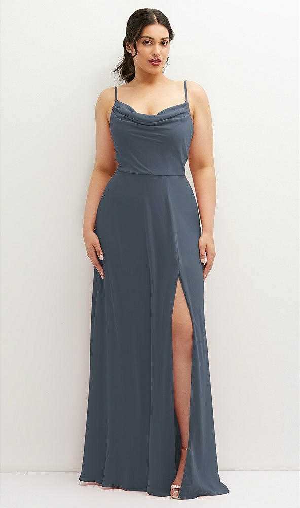 Front View - Silverstone Soft Cowl-Neck A-Line Maxi Dress with Adjustable Straps