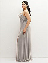 Side View Thumbnail - Taupe Soft Cowl-Neck A-Line Maxi Dress with Adjustable Straps