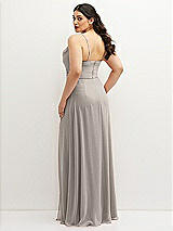 Rear View Thumbnail - Taupe Soft Cowl-Neck A-Line Maxi Dress with Adjustable Straps