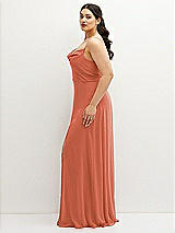 Side View Thumbnail - Terracotta Copper Soft Cowl-Neck A-Line Maxi Dress with Adjustable Straps