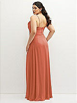 Rear View Thumbnail - Terracotta Copper Soft Cowl-Neck A-Line Maxi Dress with Adjustable Straps