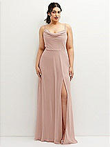 Front View Thumbnail - Toasted Sugar Soft Cowl-Neck A-Line Maxi Dress with Adjustable Straps