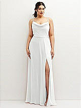 Front View Thumbnail - White Soft Cowl-Neck A-Line Maxi Dress with Adjustable Straps