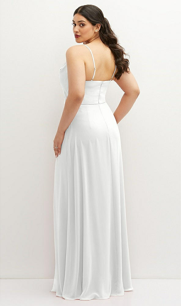 Back View - White Soft Cowl-Neck A-Line Maxi Dress with Adjustable Straps