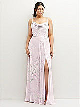 Front View Thumbnail - Watercolor Print Soft Cowl-Neck A-Line Maxi Dress with Adjustable Straps