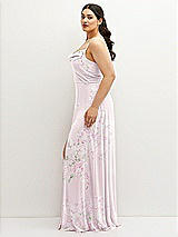 Side View Thumbnail - Watercolor Print Soft Cowl-Neck A-Line Maxi Dress with Adjustable Straps