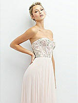 Alt View 1 Thumbnail - Blush Strapless Floral Embroidered Corset Maxi Dress with Chiffon Skirt