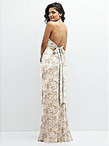 Rear View Thumbnail - Golden Hour Floral Plunge Halter Open-Back Maxi Bias Dress with Tie Back